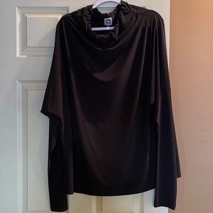 High neck black top. Silky feel material